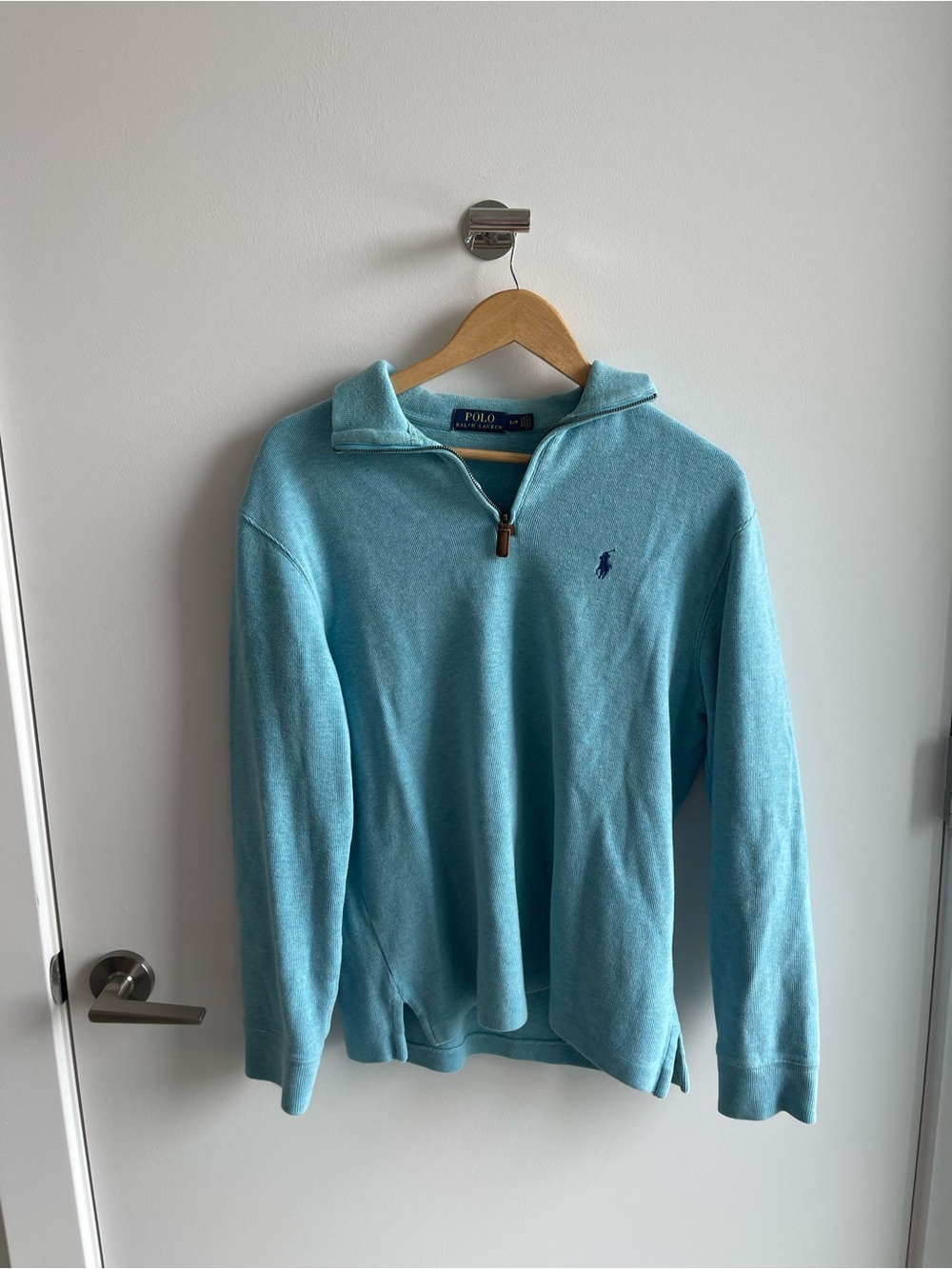 Ralph Lauren Aqua Quarter-Zip Sweater